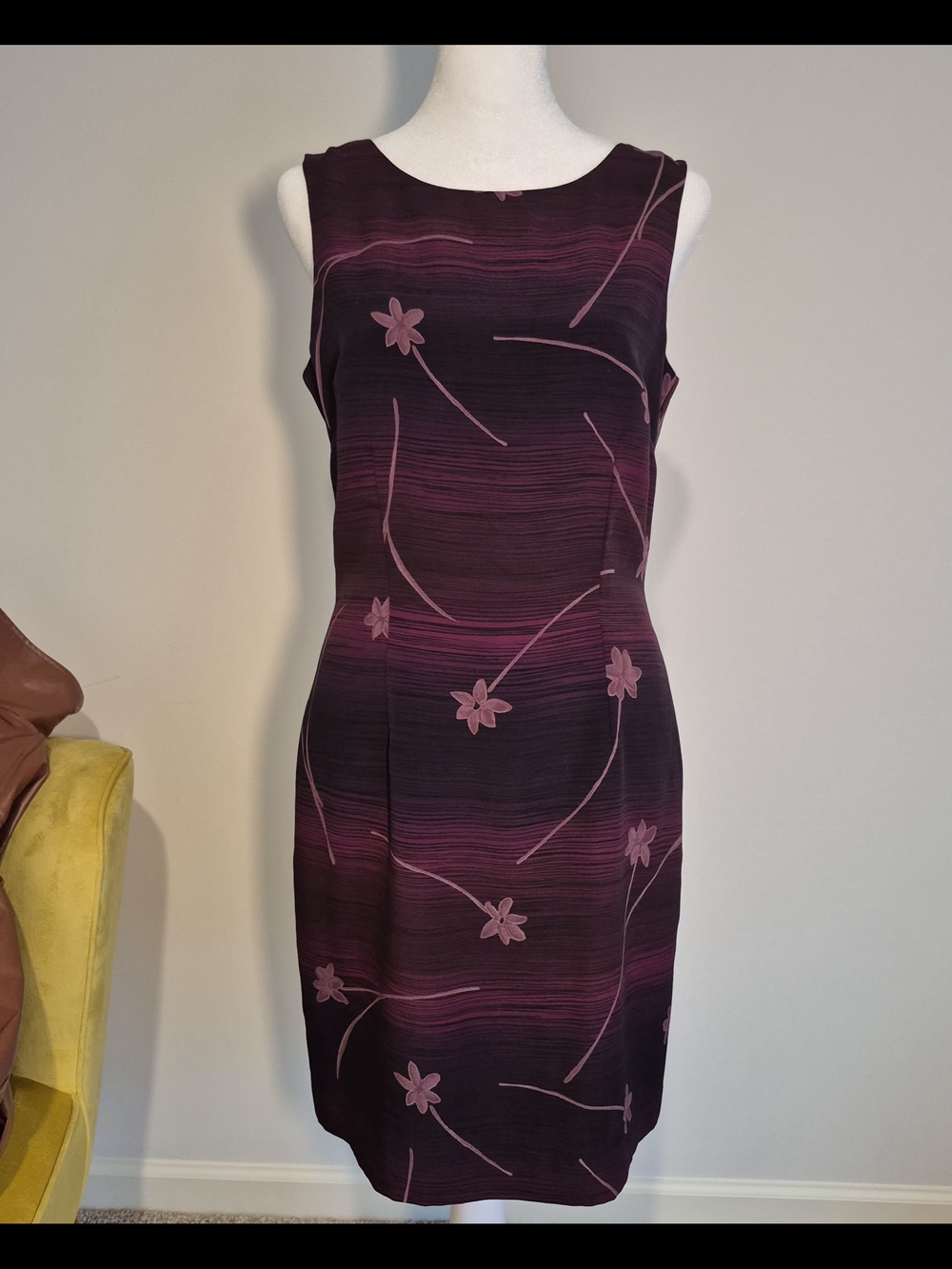 Vintage Compagnie Internationale Express Sleeveless Plum Floral Sheath Dress Sz6